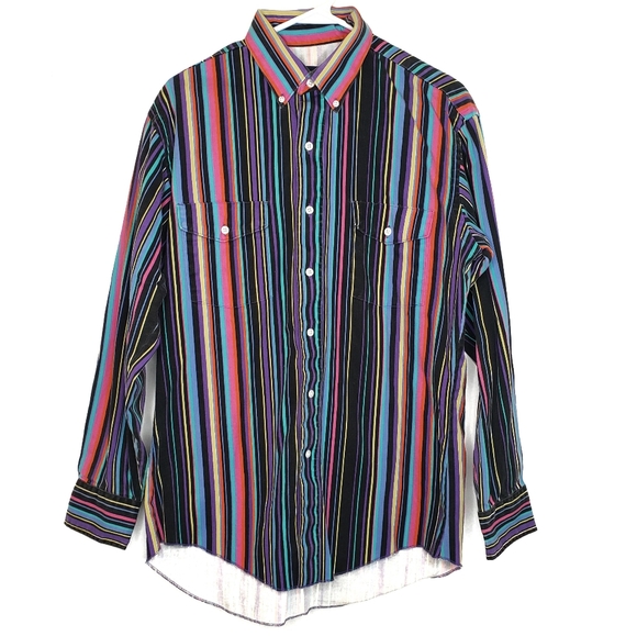 Wrangler Other - Wrangler Vintage Cowboy Cut Striped Button Up